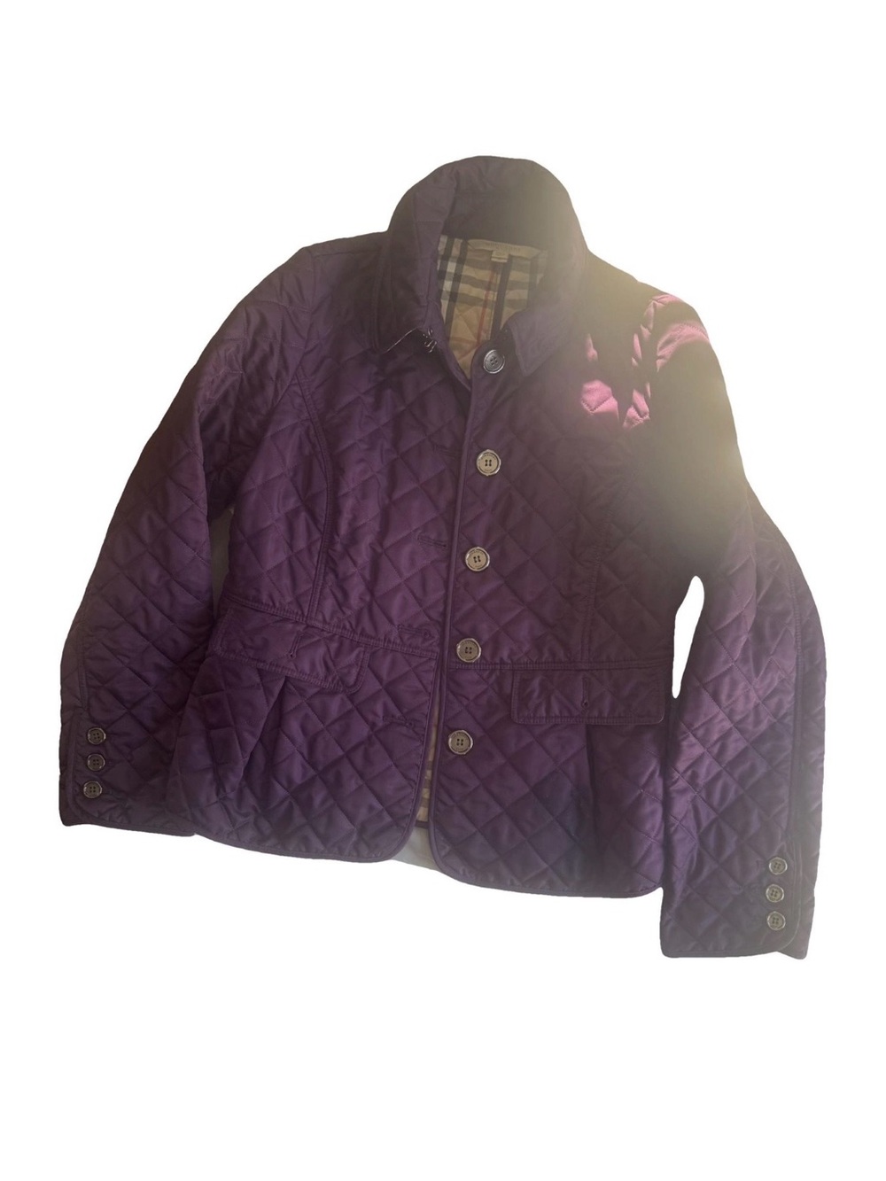 Burberry Quilted Puffer Jacket in Purple